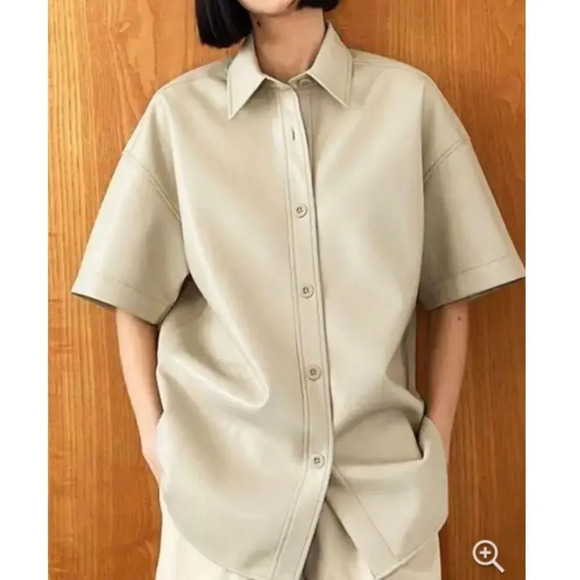 Aritzia Babaton Frances Vegan Leather Button Down Shirt Jacket - Picture 4 of 14